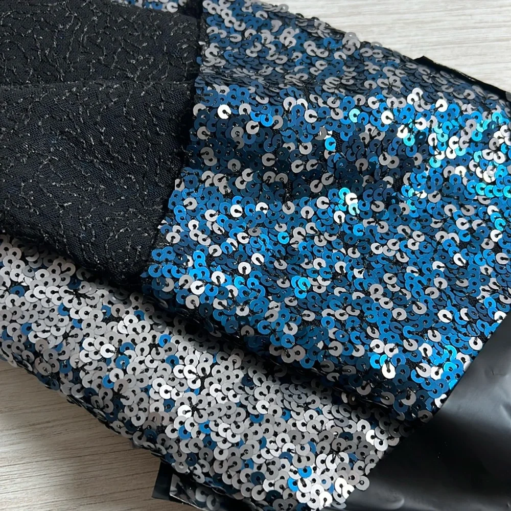 Fabric by the Yard Navy & Silver Ombré Sequin Mesh Fabric